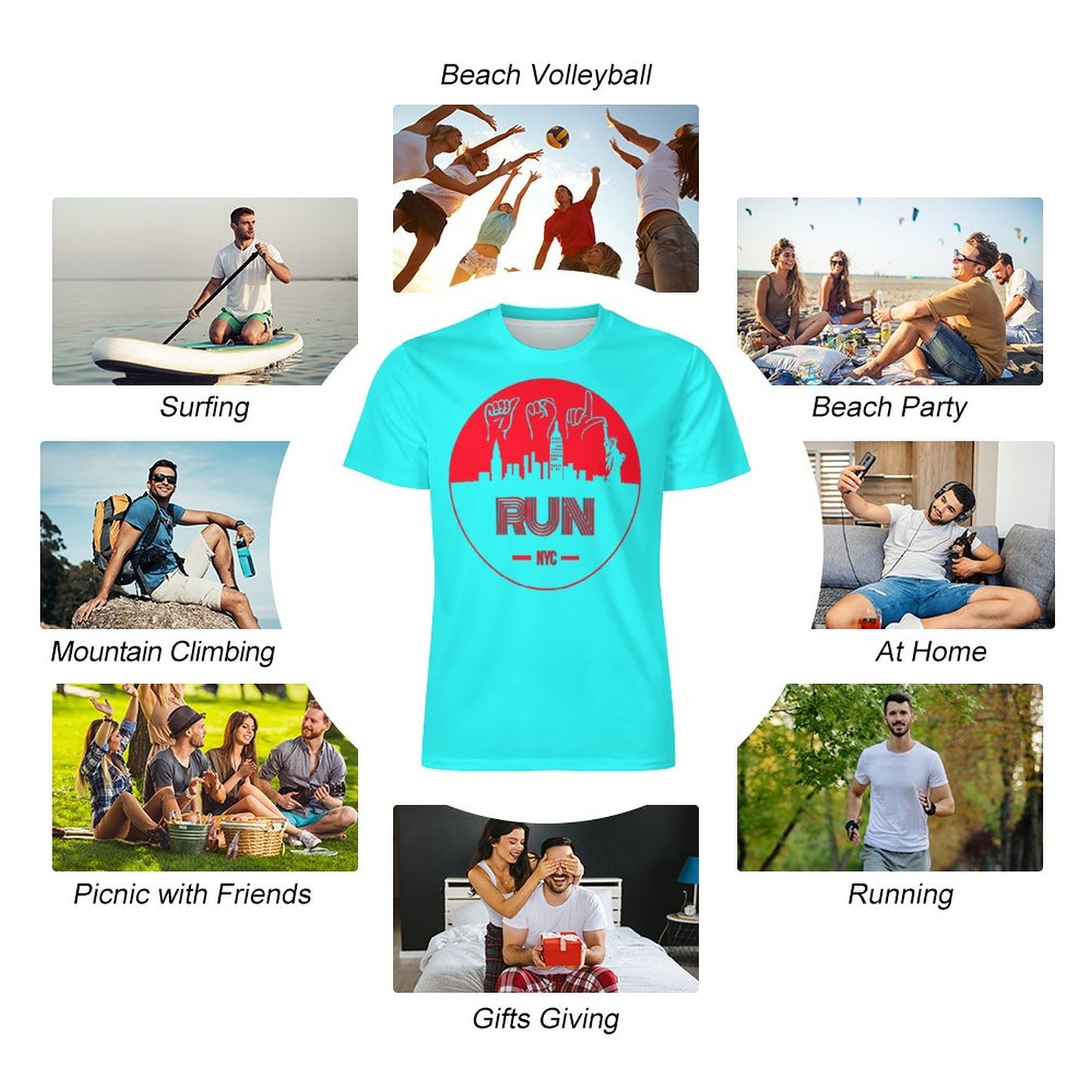 ASL Run NYC Unisex Ice Silk Cooling Performance T-Shirt - Caribbean Blue