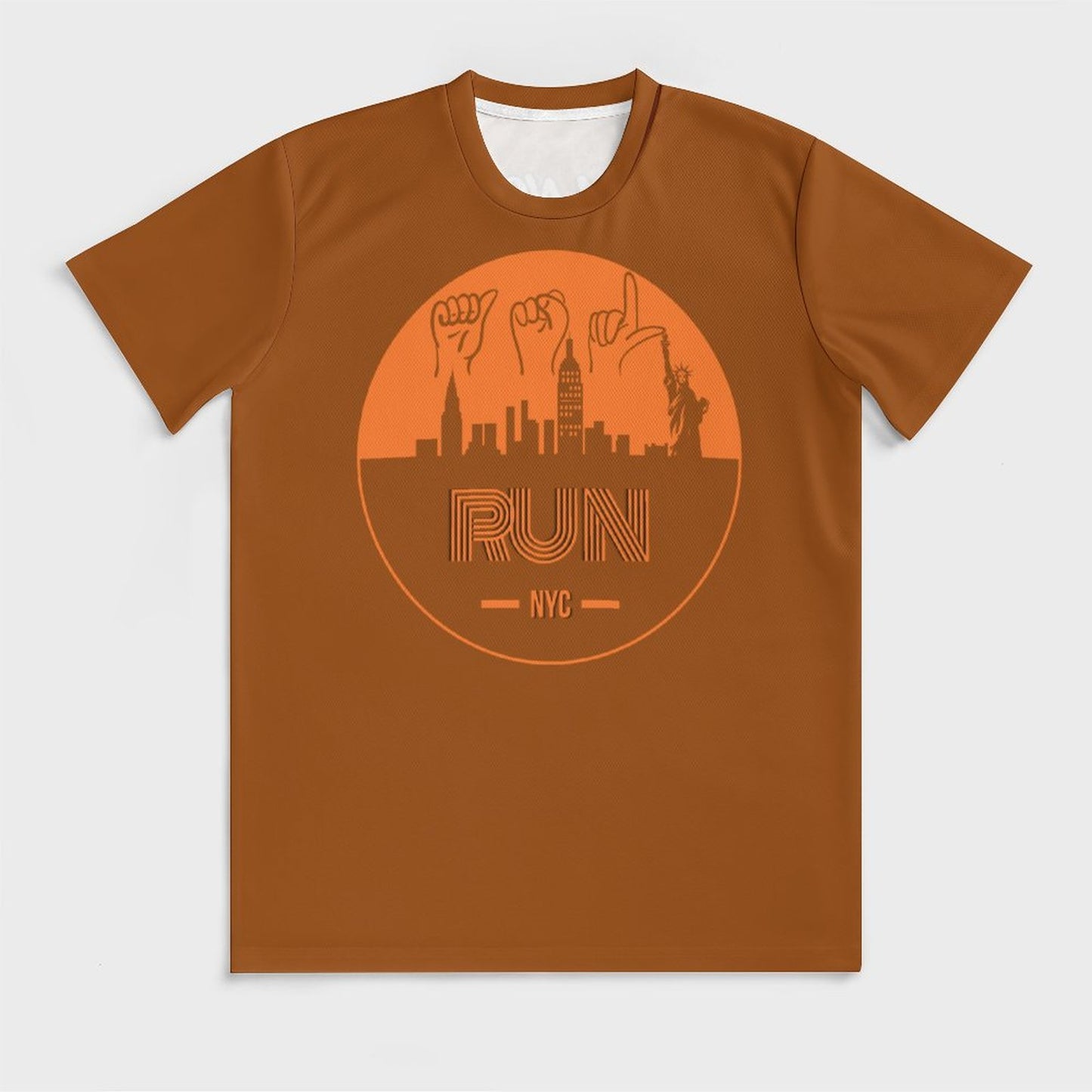 ASL Run NYC Unisex Ice Silk Cooling Performance T-Shirt - Rust Brown