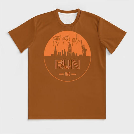 ASL Run NYC Unisex Ice Silk Cooling Performance T-Shirt - Rust Brown