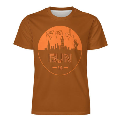 ASL Run NYC Unisex Ice Silk Cooling Performance T-Shirt - Rust Brown