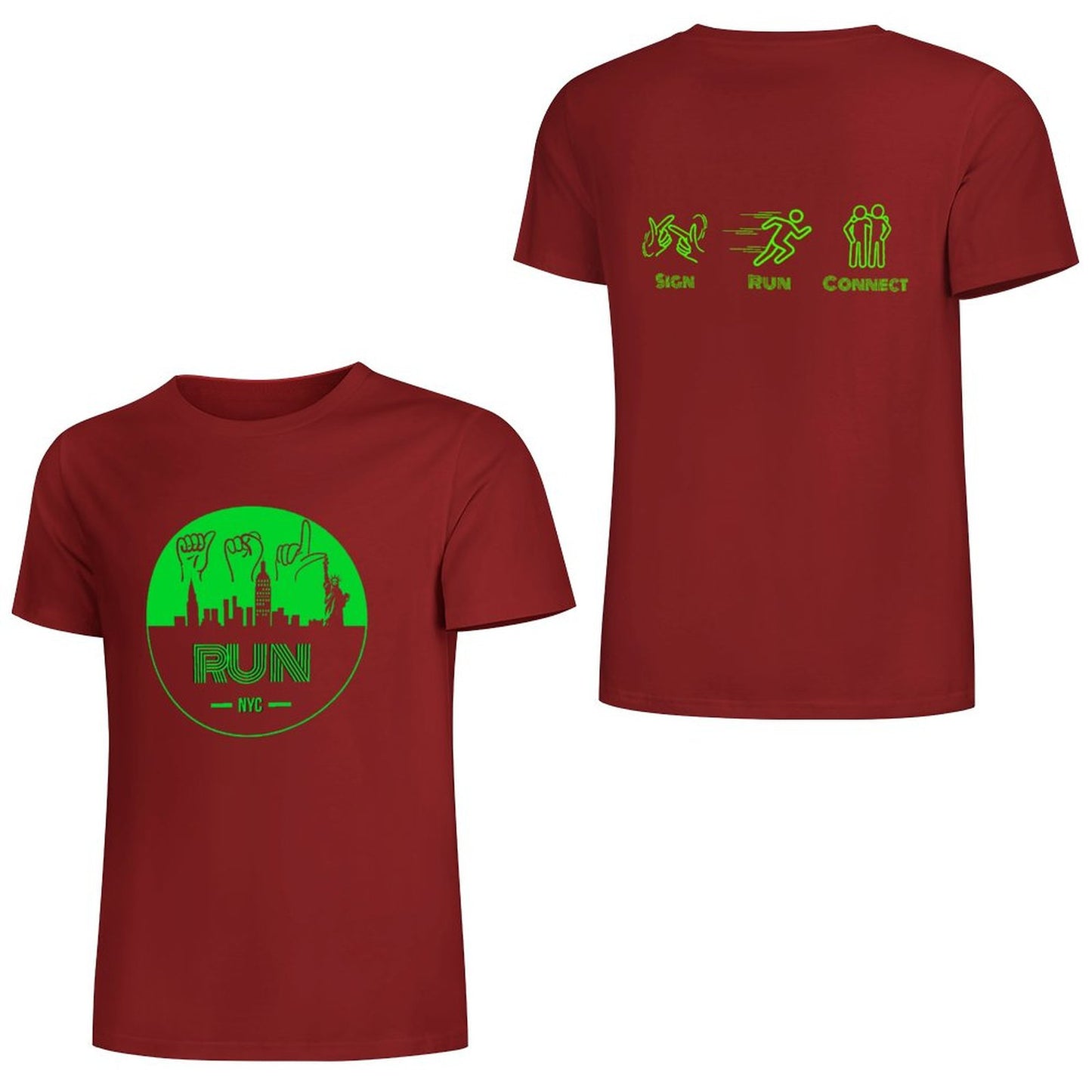 (Lime) ASL RUN NYC Performance Unisex T-Shirt