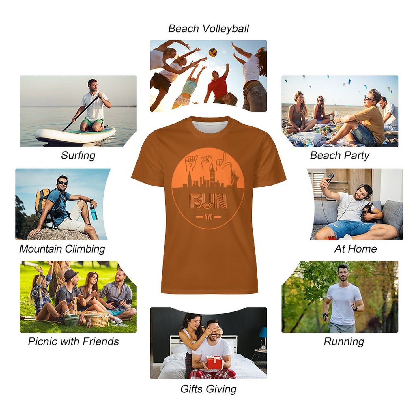 ASL Run NYC Unisex Ice Silk Cooling Performance T-Shirt - Rust Brown